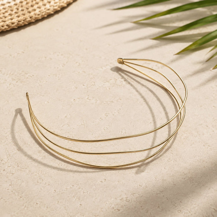 Organic Triple Wire Gold Headband | Hand Hammered Lightweight Hair Accessory