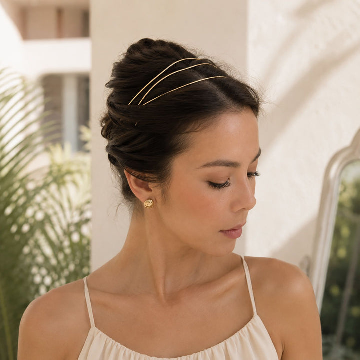 Organic Triple Wire Gold Headband | Hand Hammered Lightweight Hair Accessory