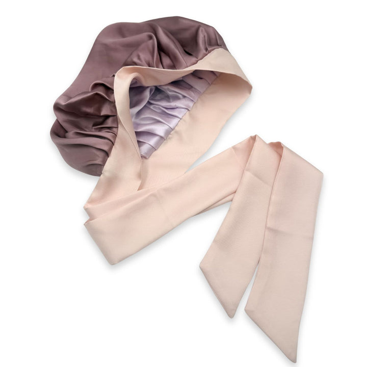 Pink And Lavender Adjustable Bonnet With Silk Twill Ties