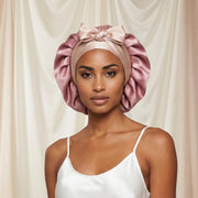 Pink And Lavender Adjustable Bonnet With Silk Twill Ties